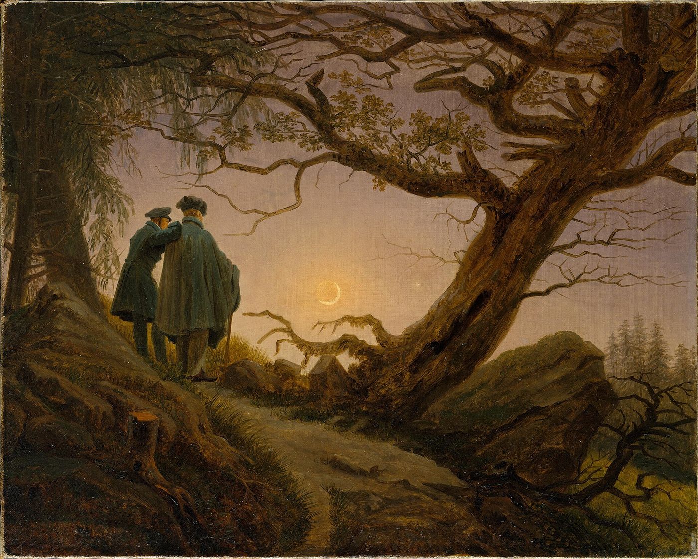 Caspar David Friedrich — two people sharing one view of the moon